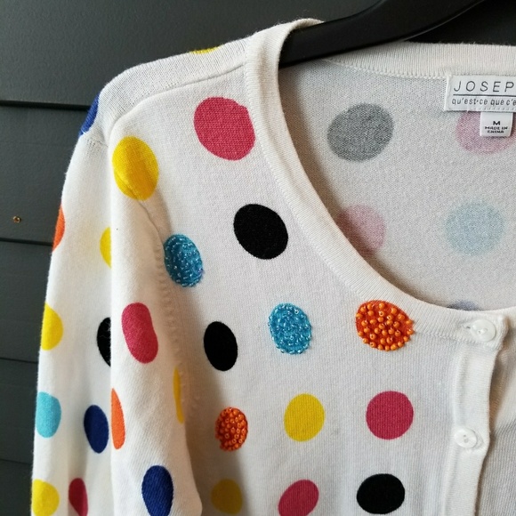 Joseph A Sweaters - Joseph A. polka dot and white cardigan sz. M